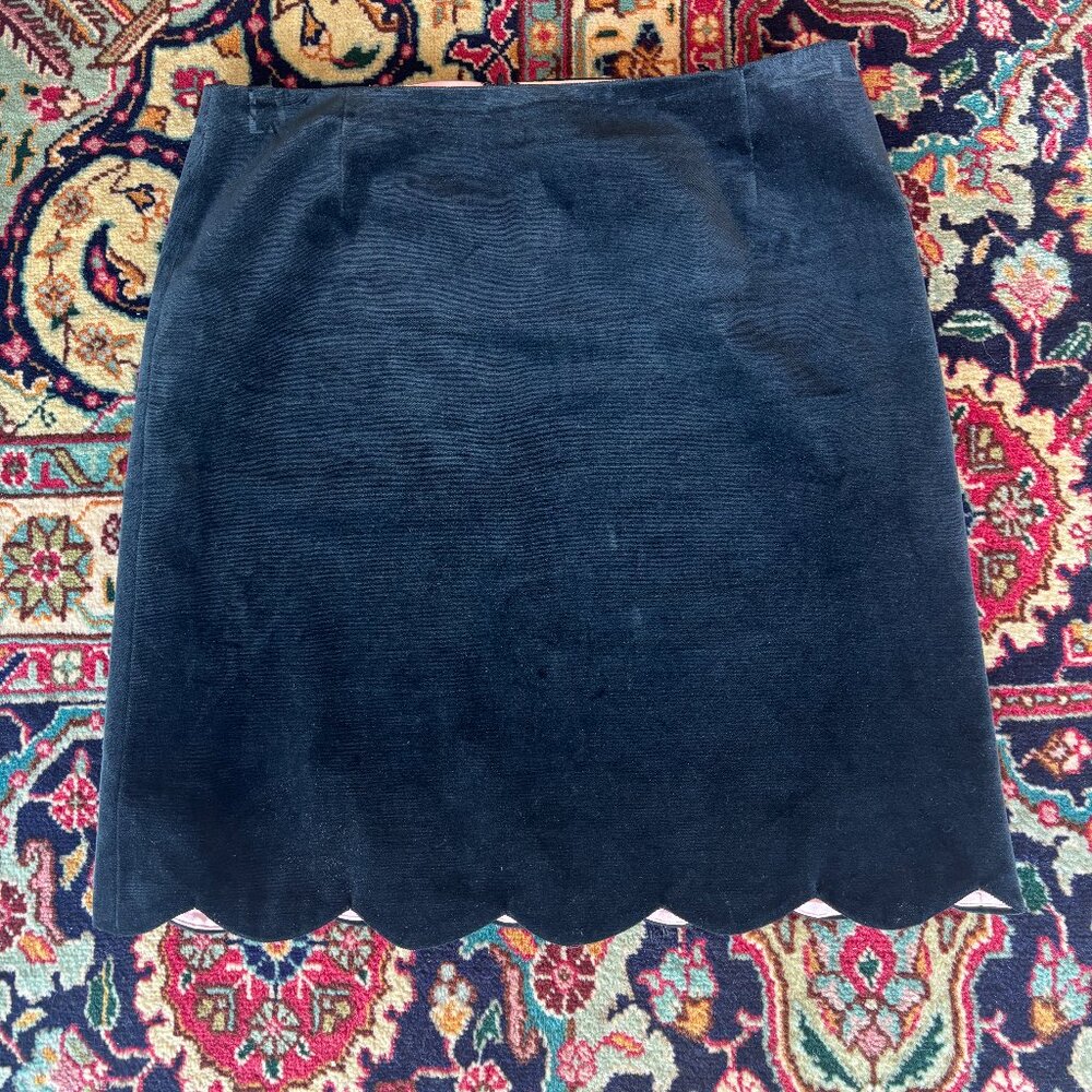 Milly Velvet Scalloped Hem Skirt – Black, Size 8
